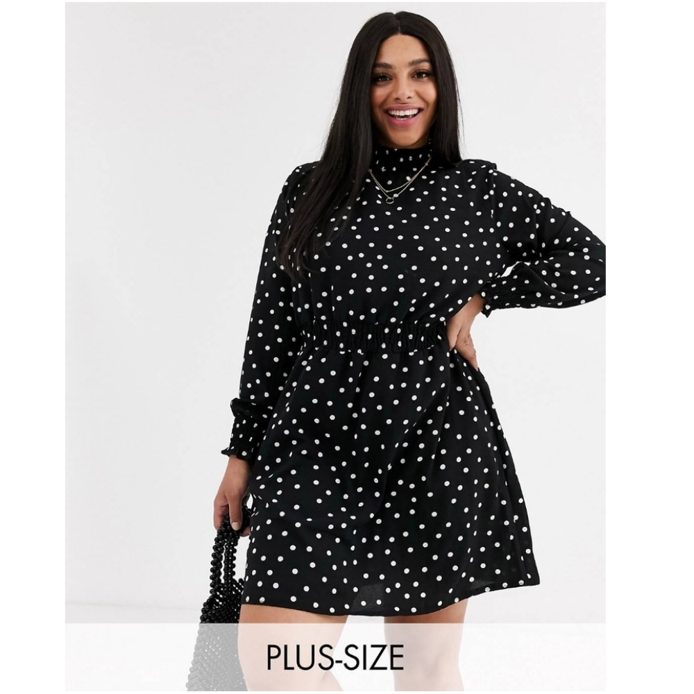 ASOS New Look Curve shirred neck dress